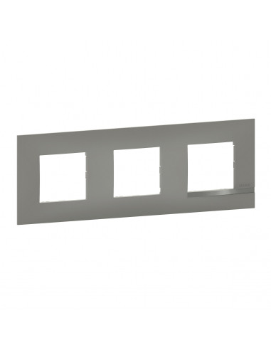 Plaque Altège Classico 3 postes Nuage effet aluminium avec liseré effet alu BTICINO BTAL9NA3