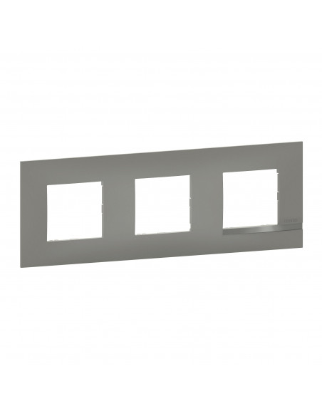 Plaque Altège Classico 3 postes Nuage effet aluminium avec liseré effet alu BTICINO BTAL9NA3