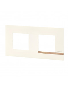 Plaque Altège Mezzo 2 postes Note boisée blanc satiné avec liseré effet bois BTICINO BTAL9NB2 2