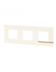 Plaque Altège Mezzo 3 postes Note boisée blanc satiné avec liseré effet bois BTICINO BTAL9NB3 2
