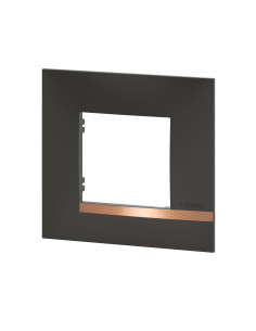 Plaque Altège Mezzo 1 poste Note cuivrée noir satiné avec liseré effet cuivre BTICINO BTAL9NC1 2