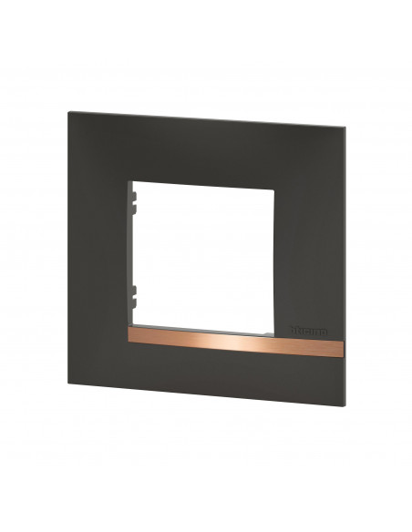 Plaque Altège Mezzo 1 poste Note cuivrée noir satiné avec liseré effet cuivre BTICINO BTAL9NC1
