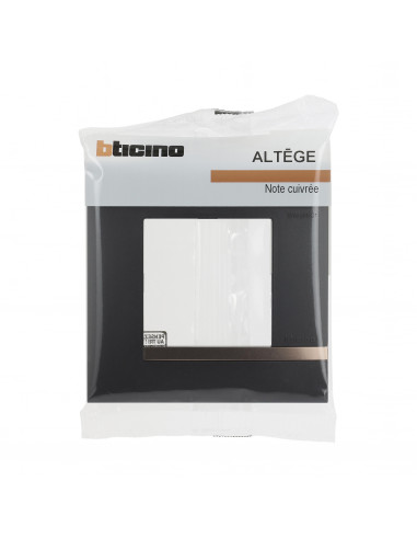 Plaque Altège Mezzo 1 poste Note cuivrée noir satiné avec liseré effet cuivre BTICINO BTAL9NC1