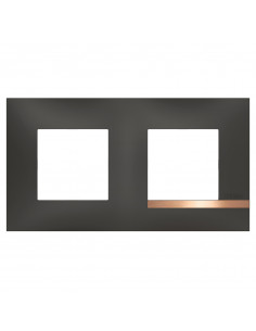 Plaque Altège Mezzo 2 postes Note cuivrée noir satiné avec liseré effet cuivre BTICINO BTAL9NC2