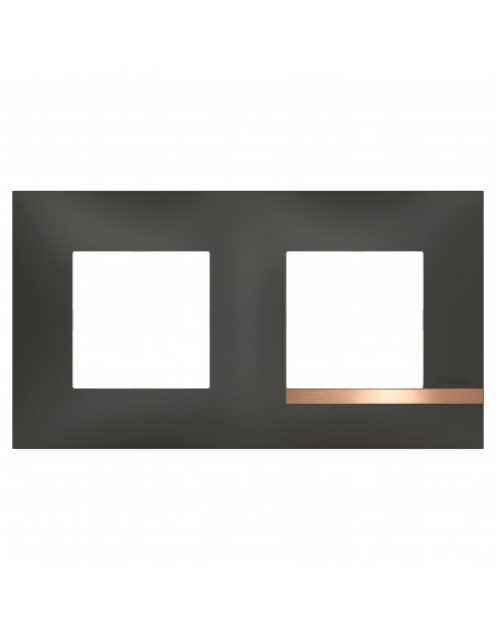 Plaque Altège Mezzo 2 postes Note cuivrée noir satiné avec liseré effet cuivre BTICINO BTAL9NC2