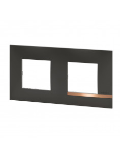 Plaque Altège Mezzo 2 postes Note cuivrée noir satiné avec liseré effet cuivre BTICINO BTAL9NC2 2