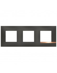 Plaque Altège Mezzo 3 postes Note cuivrée noir satiné avec liseré effet cuivre BTICINO BTAL9NC3