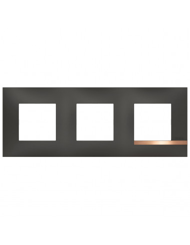 Plaque Altège Mezzo 3 postes Note cuivrée noir satiné avec liseré effet cuivre BTICINO BTAL9NC3