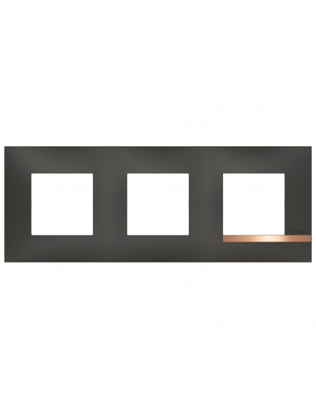 Plaque Altège Mezzo 3 postes Note cuivrée noir satiné avec liseré effet cuivre BTICINO BTAL9NC3
