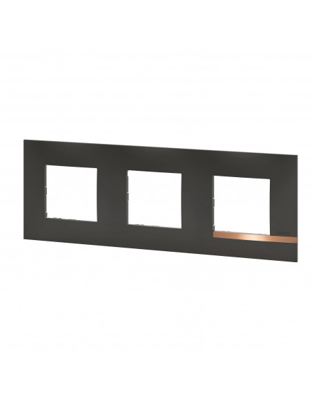 Plaque Altège Mezzo 3 postes Note cuivrée noir satiné avec liseré effet cuivre BTICINO BTAL9NC3