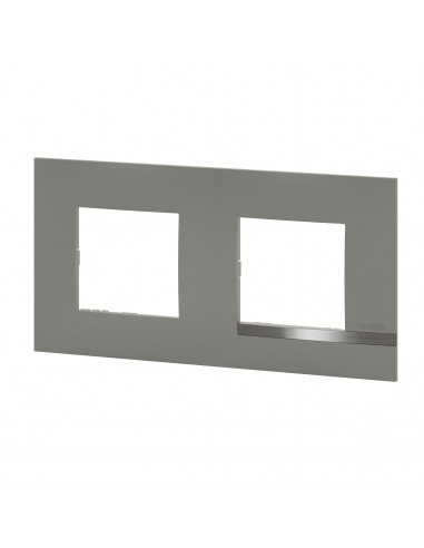 Plaque Altège Mezzo 2 postes Note irisée -effet aluminium et liseré alu brillant BTICINO BTAL9NI2