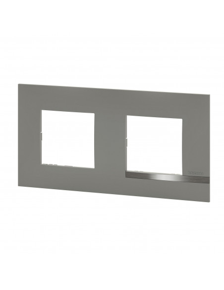 Plaque Altège Mezzo 2 postes Note irisée -effet aluminium et liseré alu brillant BTICINO BTAL9NI2