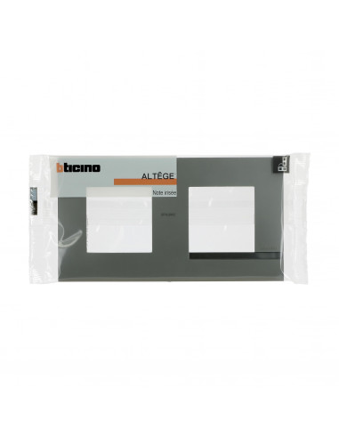 Plaque Altège Mezzo 2 postes Note irisée -effet aluminium et liseré alu brillant BTICINO BTAL9NI2