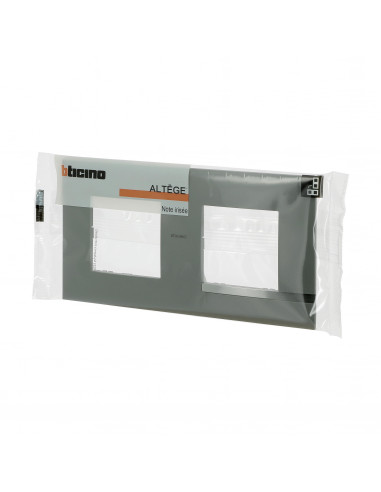 Plaque Altège Mezzo 2 postes Note irisée -effet aluminium et liseré alu brillant BTICINO BTAL9NI2