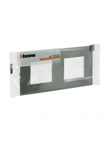 Plaque Altège Mezzo 2 postes Note irisée -effet aluminium et liseré alu brillant BTICINO BTAL9NI2