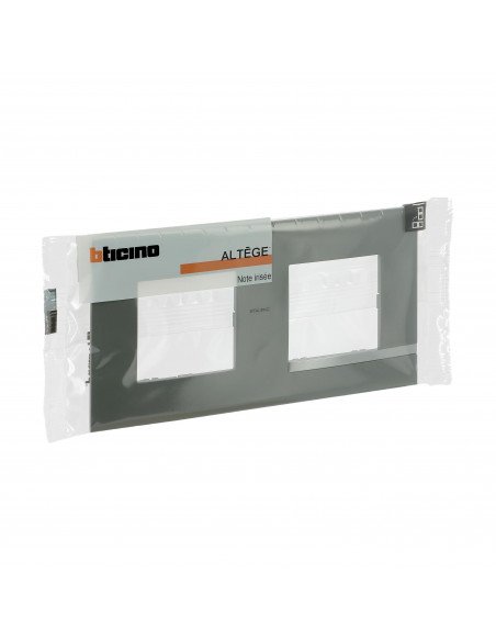 Plaque Altège Mezzo 2 postes Note irisée -effet aluminium et liseré alu brillant BTICINO BTAL9NI2