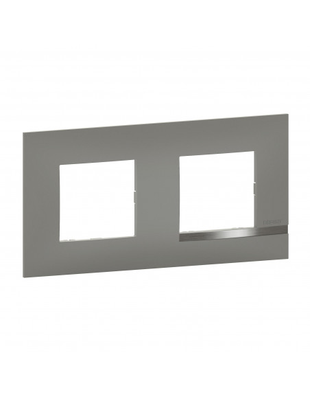 Plaque Altège Mezzo 2 postes Note irisée -effet aluminium et liseré alu brillant BTICINO BTAL9NI2
