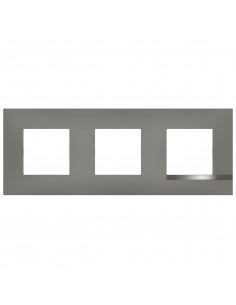 Plaque Altège Mezzo 3 postes Note irisée -effet aluminium et liseré alu brillant BTICINO BTAL9NI3
