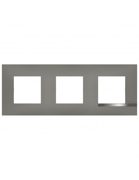 Plaque Altège Mezzo 3 postes Note irisée -effet aluminium et liseré alu brillant BTICINO BTAL9NI3