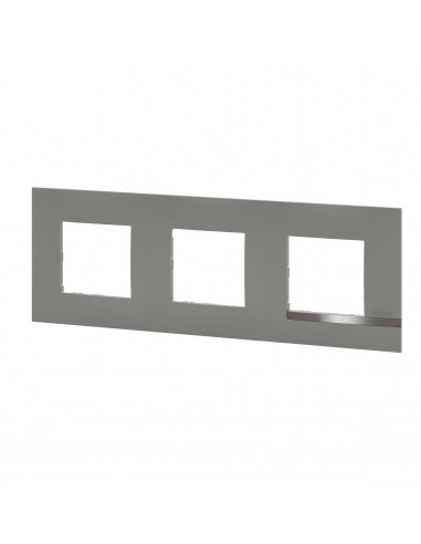 Plaque Altège Mezzo 3 postes Note irisée -effet aluminium et liseré alu brillant BTICINO BTAL9NI3