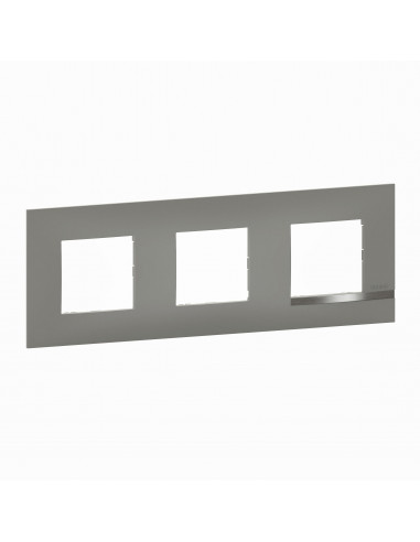 Plaque Altège Mezzo 3 postes Note irisée -effet aluminium et liseré alu brillant BTICINO BTAL9NI3
