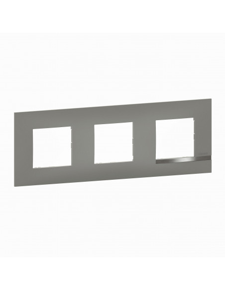 Plaque Altège Mezzo 3 postes Note irisée -effet aluminium et liseré alu brillant BTICINO BTAL9NI3