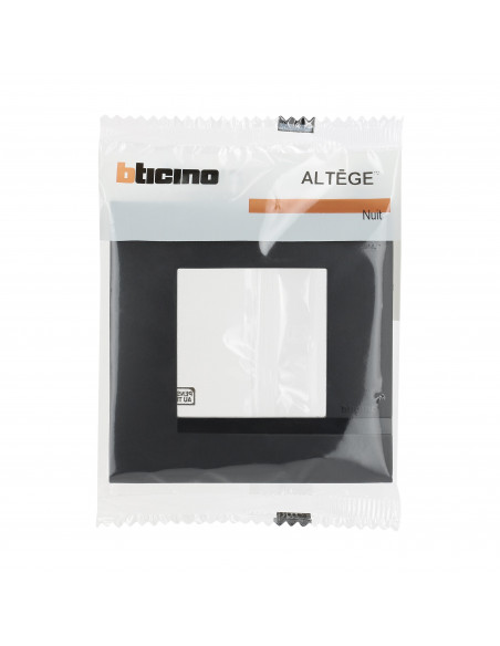 Plaque Altège Classico 1 poste Nuit noir satiné avec liseré noir brillant BTICINO BTAL9NU1