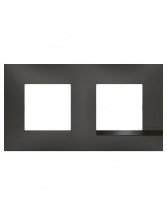 Plaque Altège Classico 2 postes Nuit noir satiné avec liseré noir brillant BTICINO BTAL9NU2