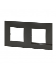 Plaque Altège Classico 2 postes Nuit noir satiné avec liseré noir brillant BTICINO BTAL9NU2 2