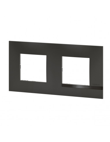 Plaque Altège Classico 2 postes Nuit noir satiné avec liseré noir brillant BTICINO BTAL9NU2