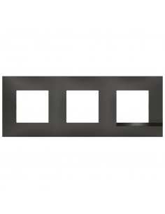Plaque Altège Classico 3 postes Nuit noir satiné avec liseré noir brillant BTICINO BTAL9NU3