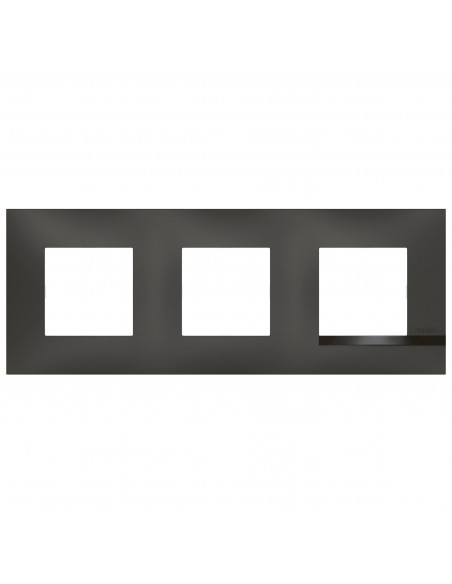 Plaque Altège Classico 3 postes Nuit noir satiné avec liseré noir brillant BTICINO BTAL9NU3
