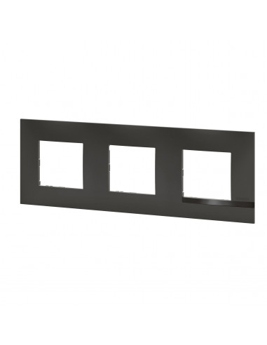 Plaque Altège Classico 3 postes Nuit noir satiné avec liseré noir brillant BTICINO BTAL9NU3