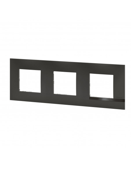 Plaque Altège Classico 3 postes Nuit noir satiné avec liseré noir brillant BTICINO BTAL9NU3