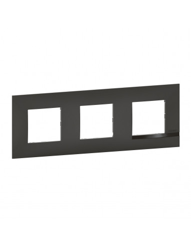 Plaque Altège Classico 3 postes Nuit noir satiné avec liseré noir brillant BTICINO BTAL9NU3