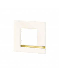 Plaque Altège Déco 1 poste Opale blanc brillant avec liseré imitation or BTICINO BTAL9OP1 2