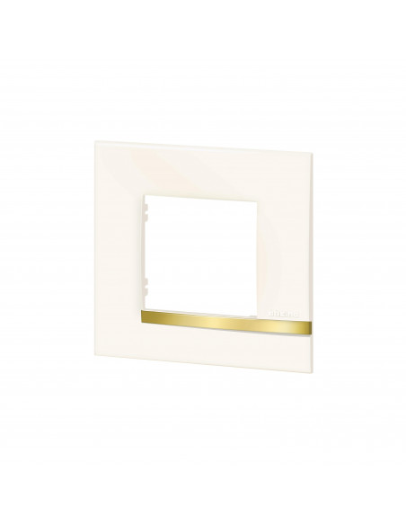 Plaque Altège Déco 1 poste Opale blanc brillant avec liseré imitation or BTICINO BTAL9OP1