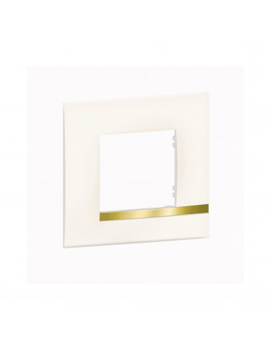 Plaque Altège Déco 1 poste Opale blanc brillant avec liseré imitation or BTICINO BTAL9OP1