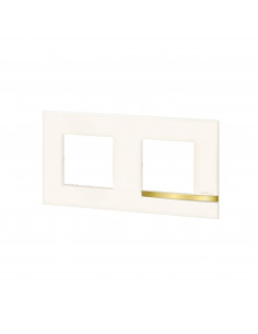 Plaque Altège Déco 2 postes Opale blanc brillant avec liseré imitation or BTICINO BTAL9OP2 2