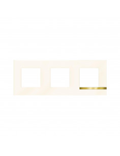 Plaque Altège Déco 3 postes Opale blanc brillant avec liseré imitation or BTICINO BTAL9OP3