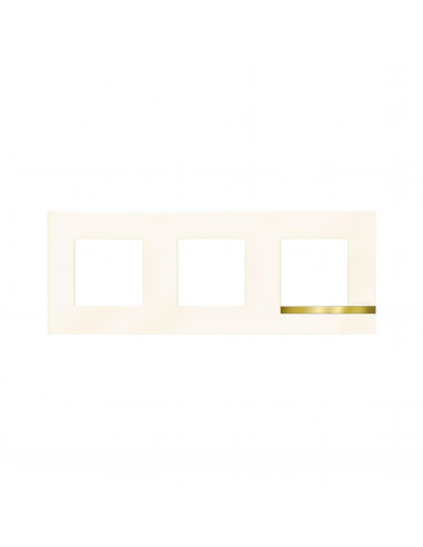 Plaque Altège Déco 3 postes Opale blanc brillant avec liseré imitation or BTICINO BTAL9OP3