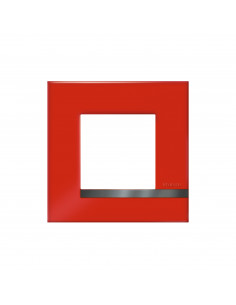 Plaque Altège Déco 1 poste Rubis rouge brillant avec liseré effet aluminium BTICINO BTAL9RU1