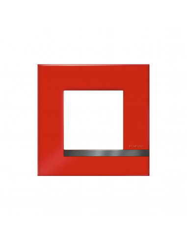 Plaque Altège Déco 1 poste Rubis rouge brillant avec liseré effet aluminium BTICINO BTAL9RU1