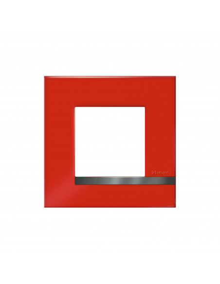 Plaque Altège Déco 1 poste Rubis rouge brillant avec liseré effet aluminium BTICINO BTAL9RU1