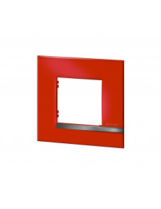 Plaque Altège Déco 1 poste Rubis rouge brillant avec liseré effet aluminium BTICINO BTAL9RU1 2