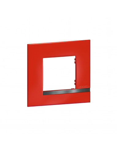 Plaque Altège Déco 1 poste Rubis rouge brillant avec liseré effet aluminium BTICINO BTAL9RU1