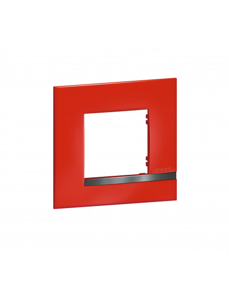 Plaque Altège Déco 1 poste Rubis rouge brillant avec liseré effet aluminium BTICINO BTAL9RU1