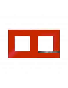 Plaque Altège Déco 2 postes Rubis rouge brillant avec liseré effet aluminium BTICINO BTAL9RU2