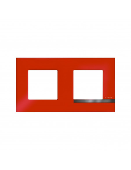 Plaque Altège Déco 2 postes Rubis rouge brillant avec liseré effet aluminium BTICINO BTAL9RU2