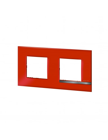 Plaque Altège Déco 2 postes Rubis rouge brillant avec liseré effet aluminium BTICINO BTAL9RU2